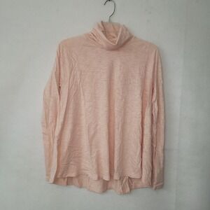 Lilla P Shirt Womens M Peach Long Sleeve Swing Turtleneck Casual